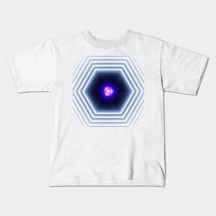 Glowing Digital Hexagon Pattern Kids T-Shirt